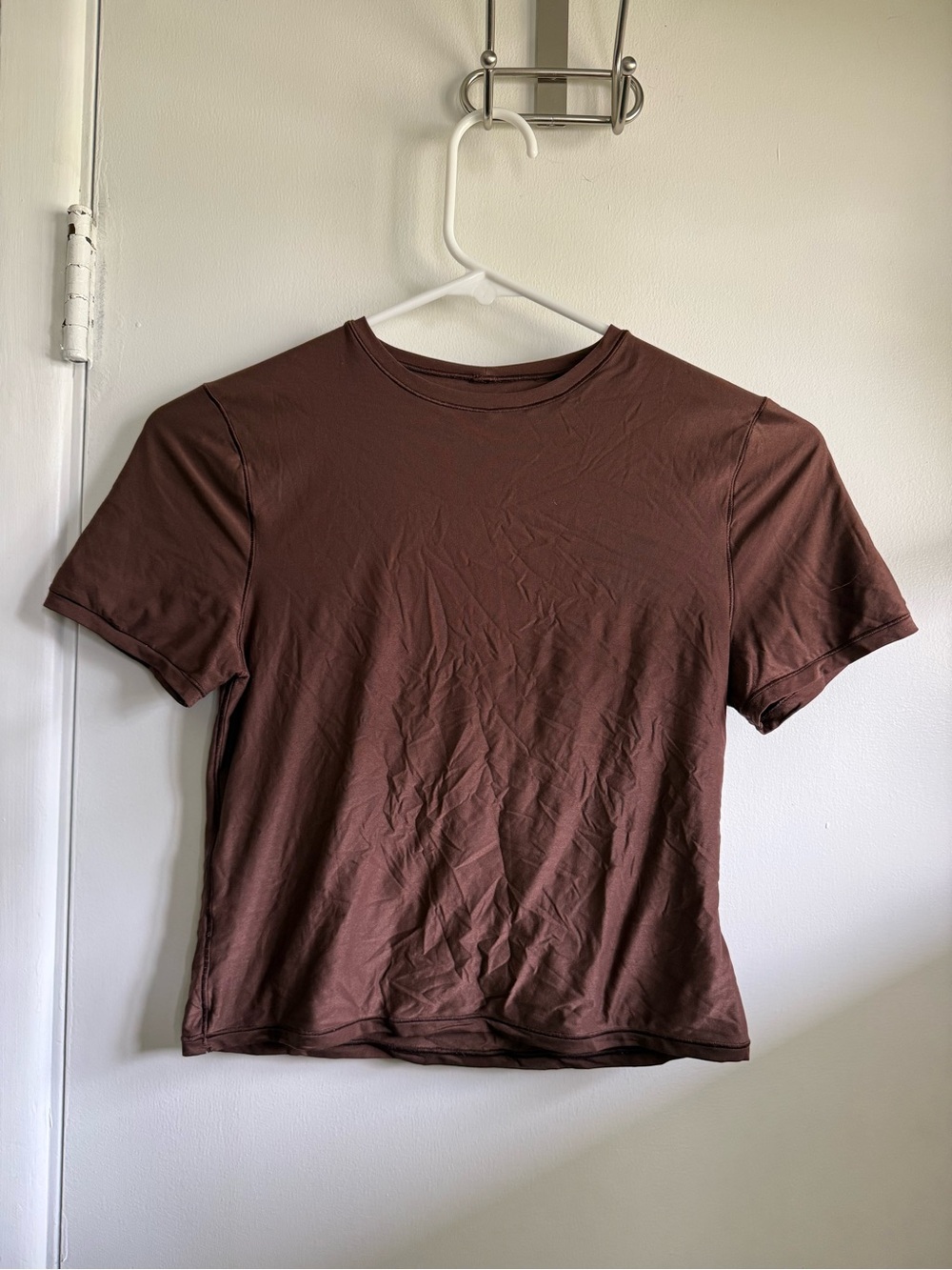 aerie Smoothez Short Sleeve Crew Baby Tee in Brown, Size Medium